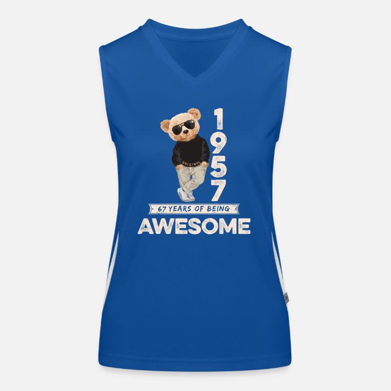 1957 Birthday Teddy Bear Being Awesome Orignal Women's Functional Contrast Tank Top