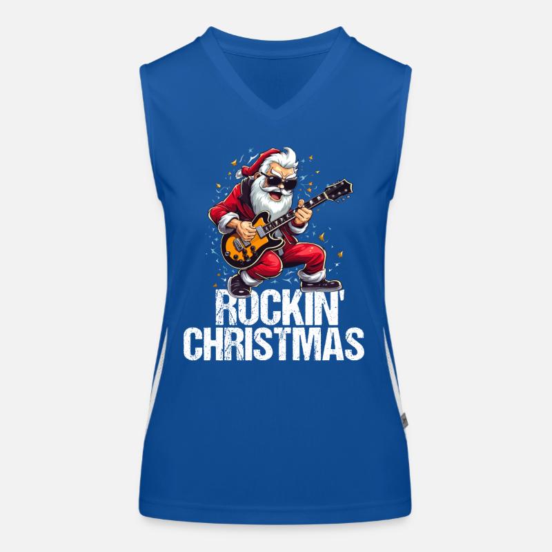 Weihnachtsmann feiert Weihnachten mit Rock'n'Roll Funktionelles Kontrast-Tank Top für Frauen