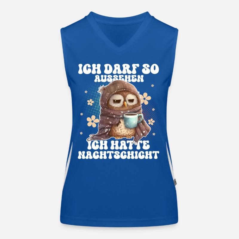 Nachtschicht Eule Kaffee Müde Funktionelles Kontrast-Tank Top für Frauen