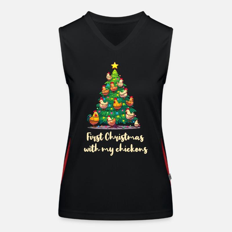 Weihnachten mit Hühnern Hühnerbesitzer Hühnerstall Funktionelles Kontrast-Tank Top für Frauen