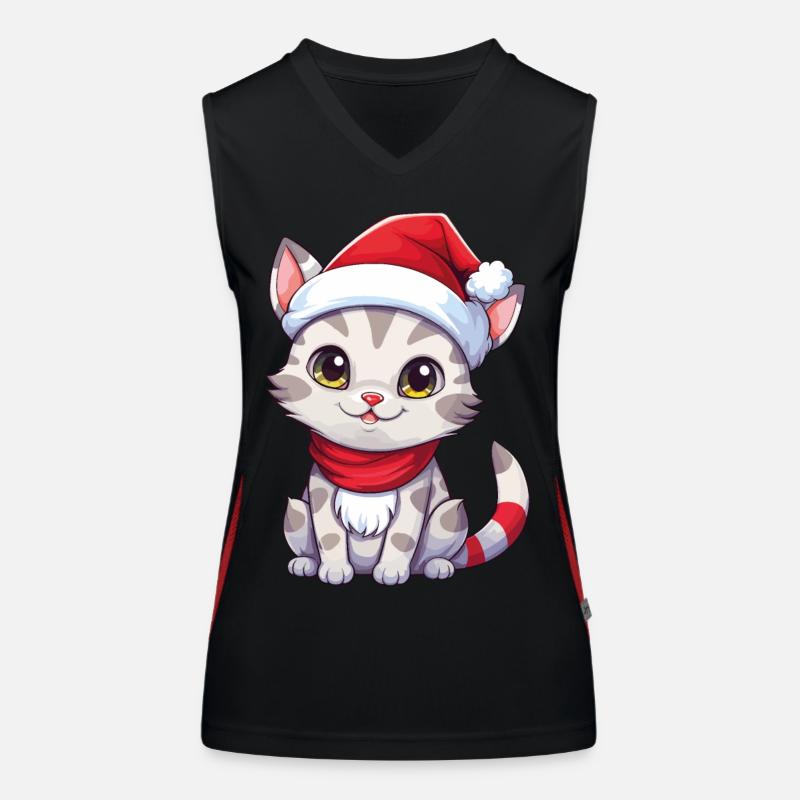 Chat Noël Chat De Noël Mignon Joyeux Catmas Débardeur respirant contrasté Femme