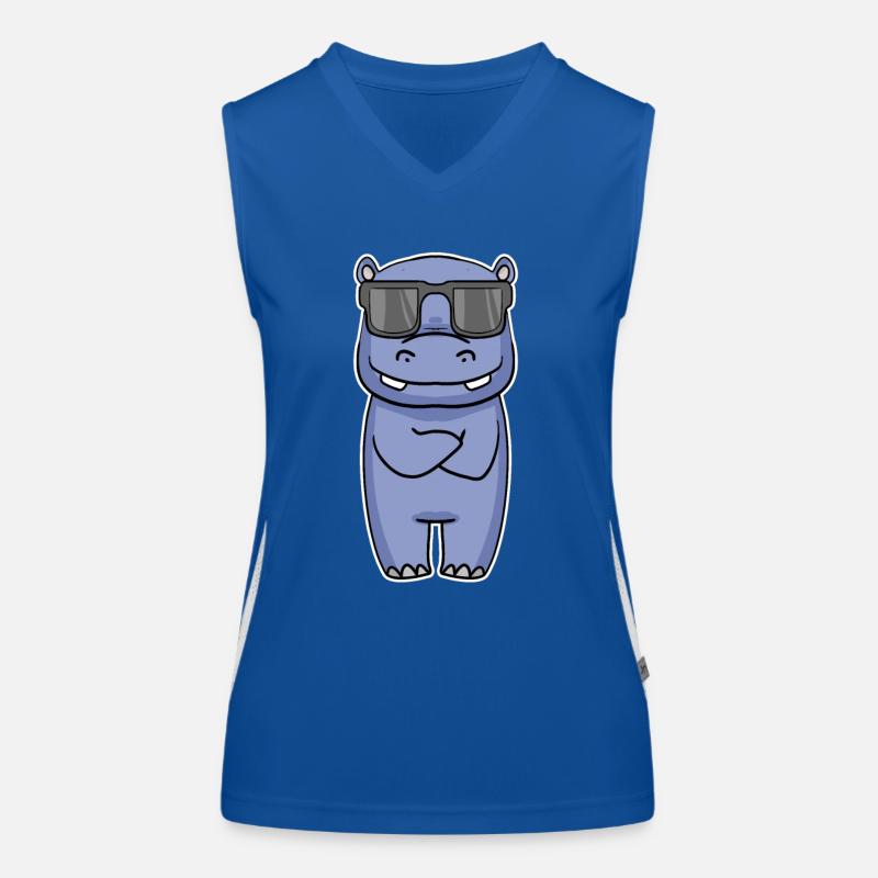 Nilpferd mit Brille Funktionelles Kontrast-Tank Top für Frauen