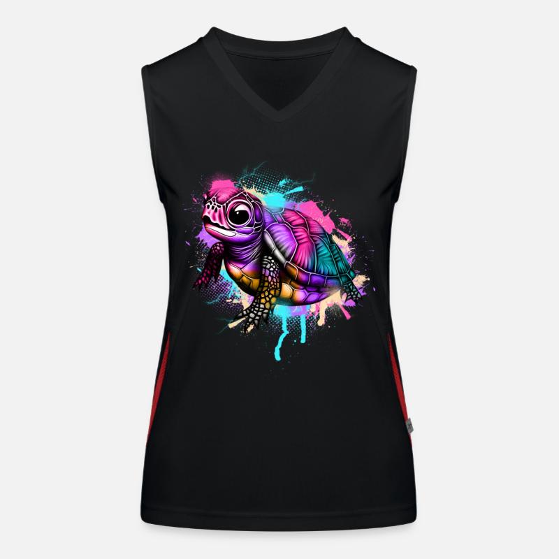 Schildkröte Graffiti Bunt Funktionelles Kontrast-Tank Top für Frauen
