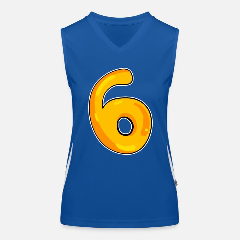 Zahl 6 Nummer Funktionelles Kontrast-Tank Top für Frauen