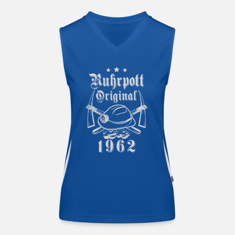 1962 Geburtstag Ruhrpott Original Hacke Helm Funktionelles Kontrast-Tank Top für Frauen