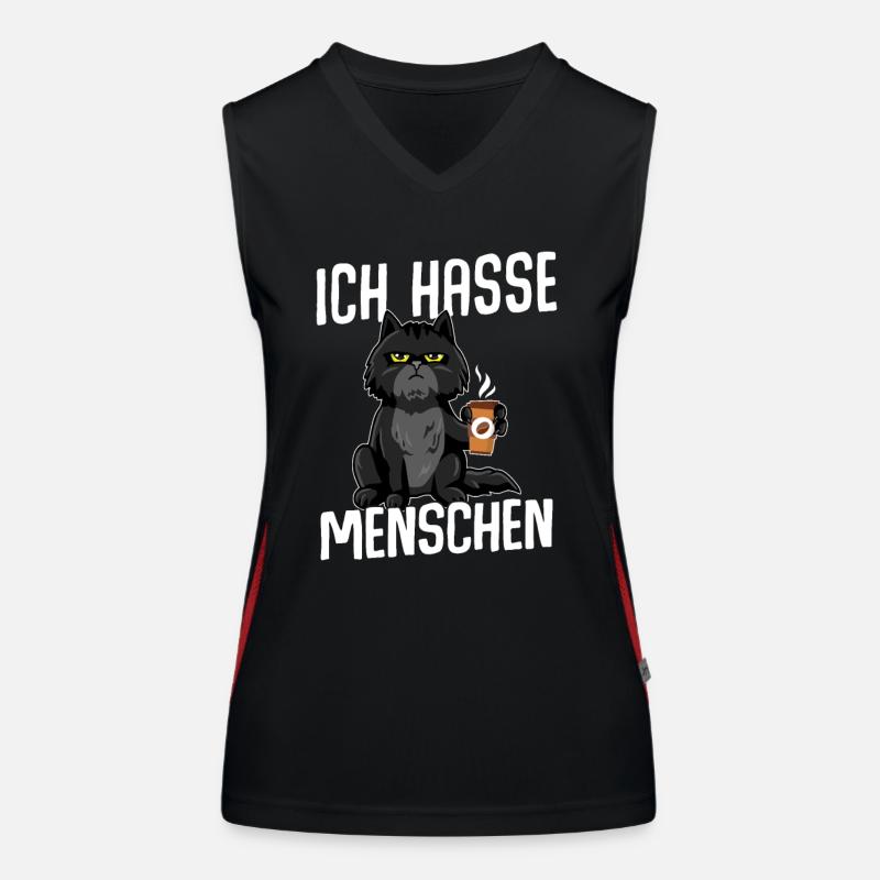 Katze Ich hasse Menschen BLACK Funktionelles Kontrast-Tank Top für Frauen