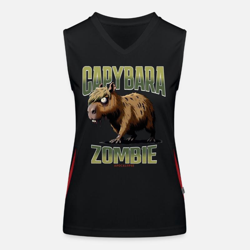 Capybara Zombie - Women's Functional Contrast Tank Top - black/red