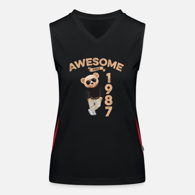 1987 Geburtstag Cool Teddy Bär Awesome since Funktionelles Kontrast-Tank Top für Frauen