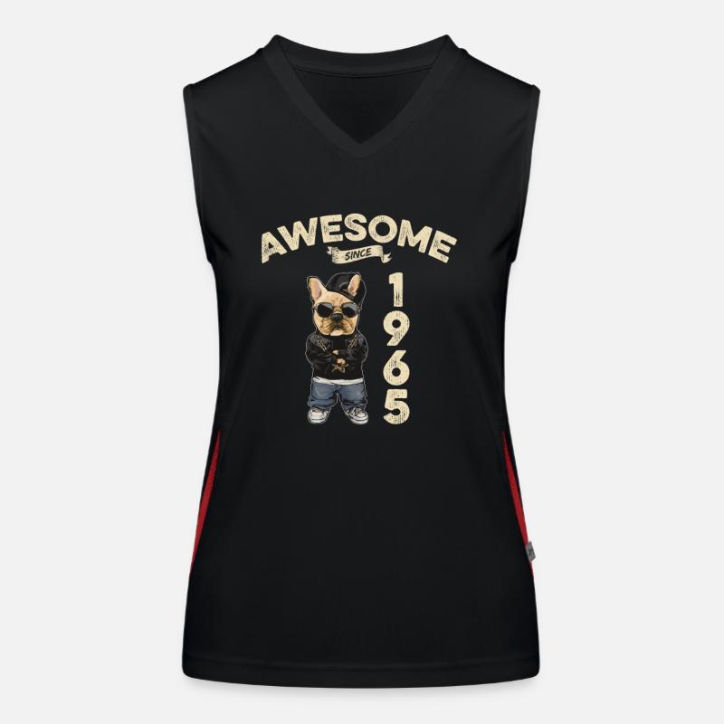 1965 Geburtstag Awesome since Cool Dog Funktionelles Kontrast-Tank Top für Frauen