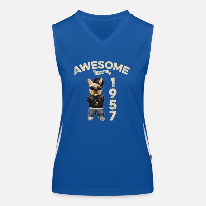 1957 Birthday Awesome since Cool Dog Women's Functional Contrast Tank Top