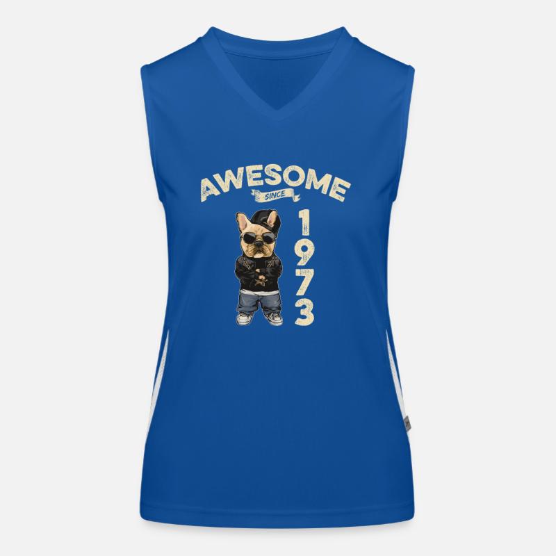 1973 Geburtstag Awesome since Cool Dog Funktionelles Kontrast-Tank Top für Frauen