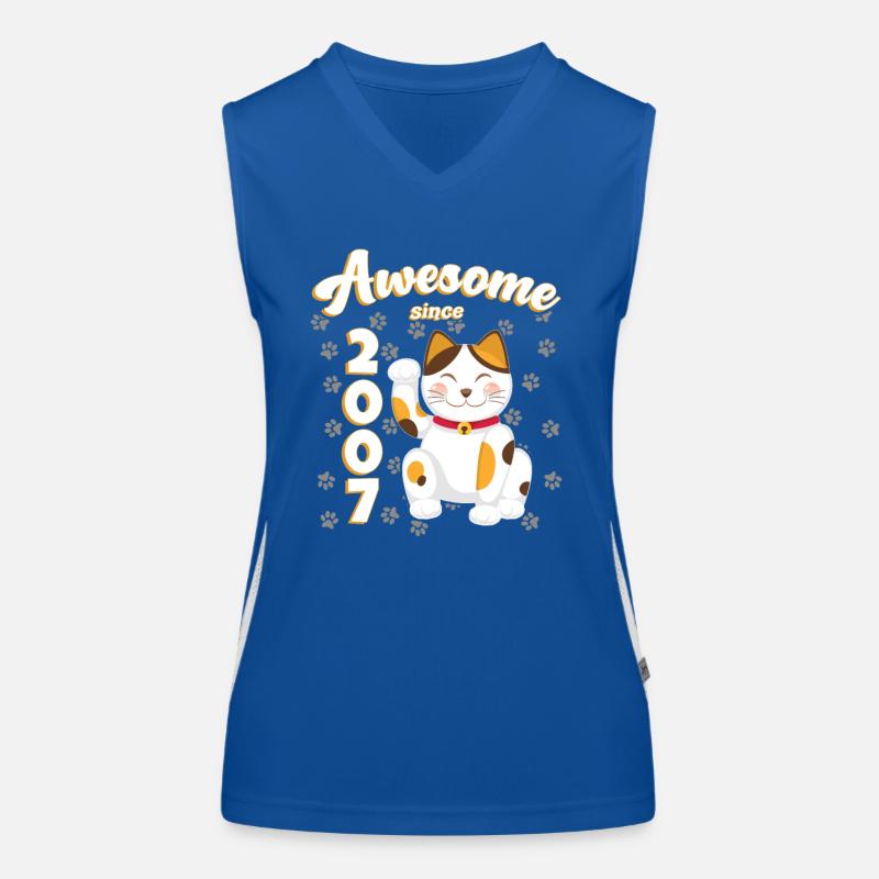 2007 Geburtstag Awesome since Katze Maneki neko Funktionelles Kontrast-Tank Top für Frauen