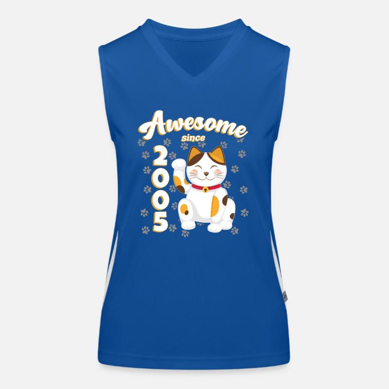 2005 Geburtstag Awesome since Katze Maneki neko Funktionelles Kontrast-Tank Top für Frauen