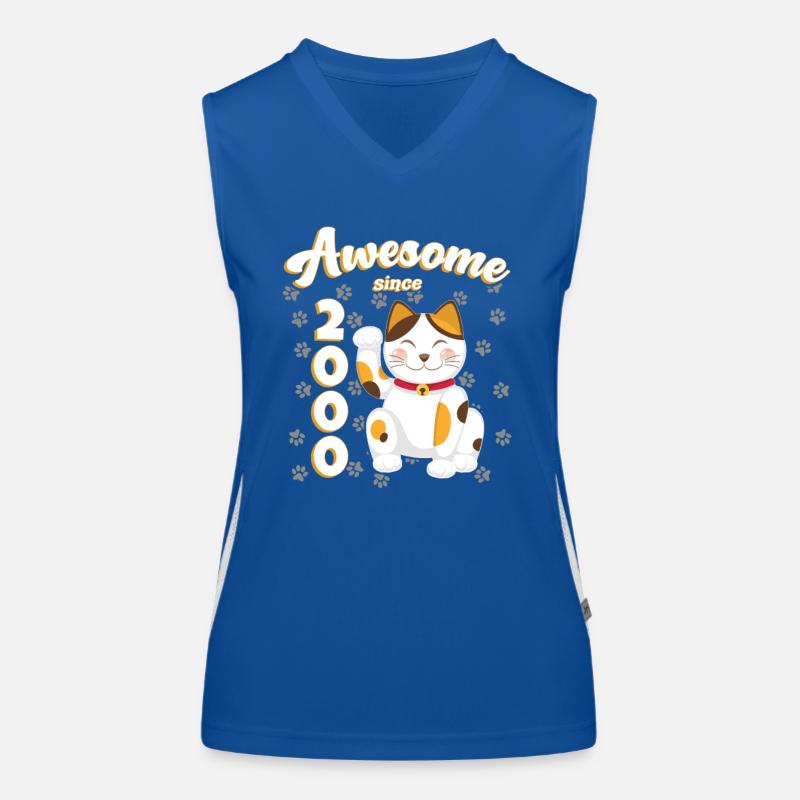 2000 Geburtstag Awesome since Katze Maneki neko Funktionelles Kontrast-Tank Top für Frauen