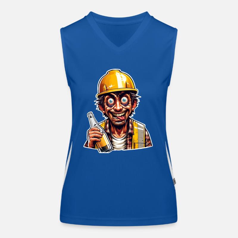 Bauarbeiter Bier Betrunken Lustig Funktionelles Kontrast-Tank Top für Frauen
