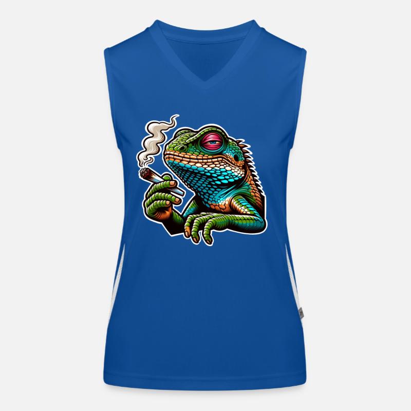 Kiffen Cannabis Echse Funktionelles Kontrast-Tank Top für Frauen