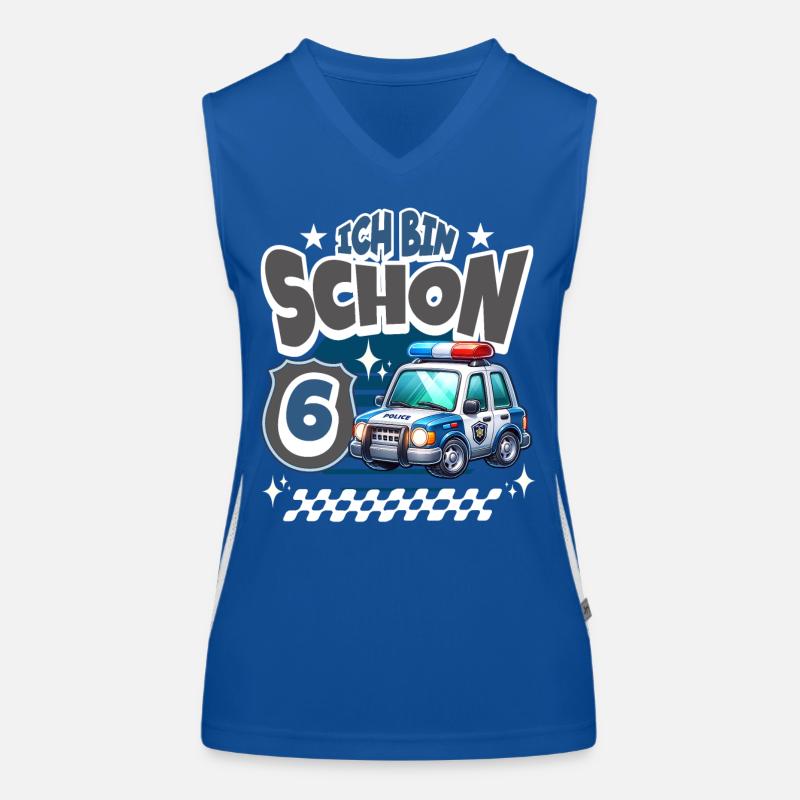 Polizei 6. Geburtstag Kindergeburtstag Funktionelles Kontrast-Tank Top für Frauen