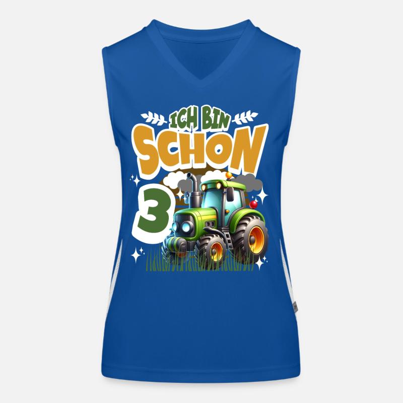 Traktor 3. Geburtstag Kindergeburtstag Funktionelles Kontrast-Tank Top für Frauen