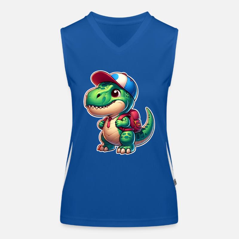 Dinosaurier Schule Einschulung Schulkind Funktionelles Kontrast-Tank Top für Frauen