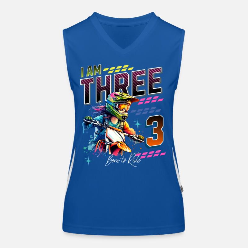 Motocross Mädchen 3. Geburtstag Funktionelles Kontrast-Tank Top für Frauen