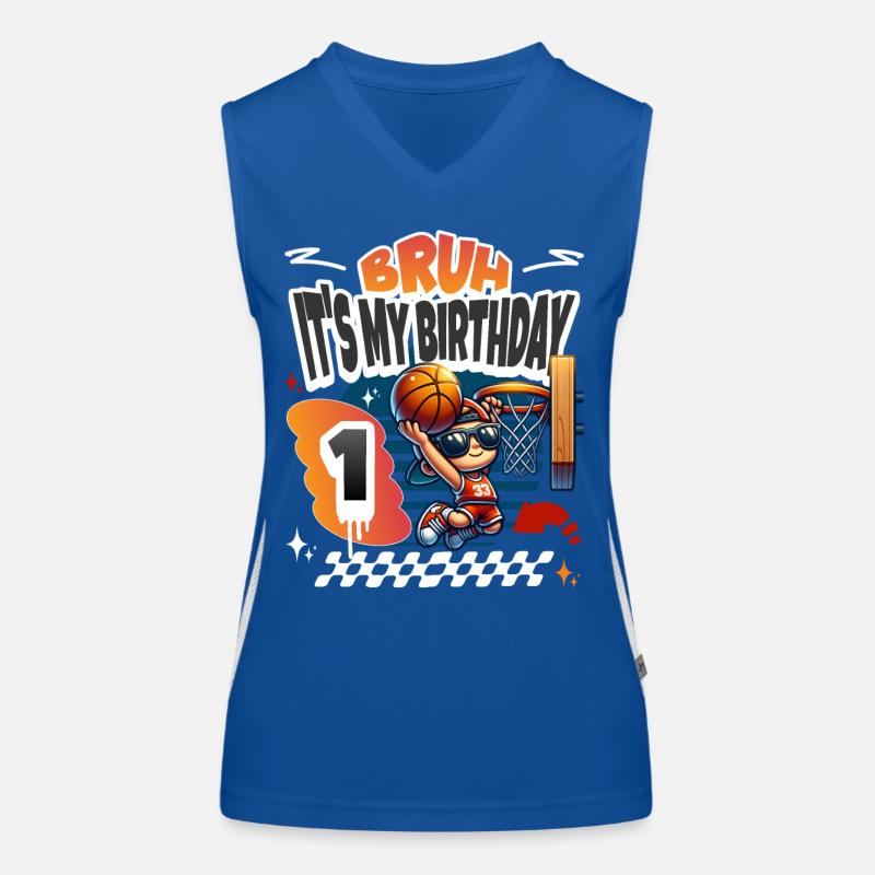 Basketball 1. Geburtstag Funktionelles Kontrast-Tank Top für Frauen