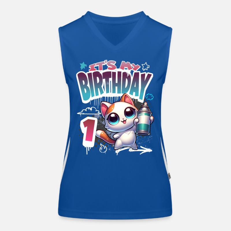 1. Geburtstag Katze Graffiti Funktionelles Kontrast-Tank Top für Frauen