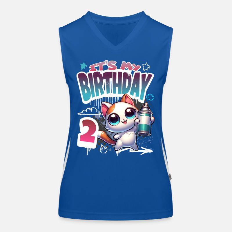 2nd Birthday Cat Graffiti Women's Functional Contrast Tank Top