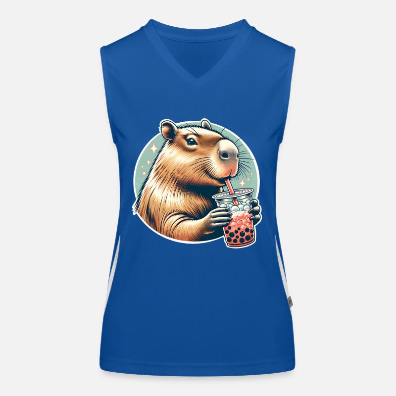 Capybara Bubble Tea Funktionelles Kontrast-Tank Top für Frauen