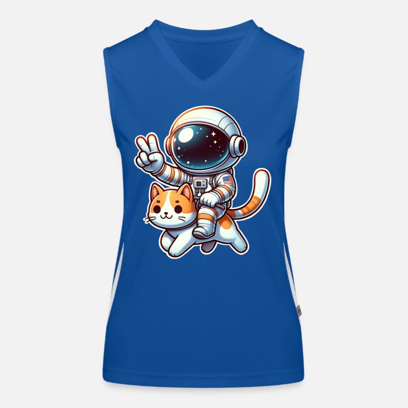 Astronaut Katze Funktionelles Kontrast-Tank Top für Frauen