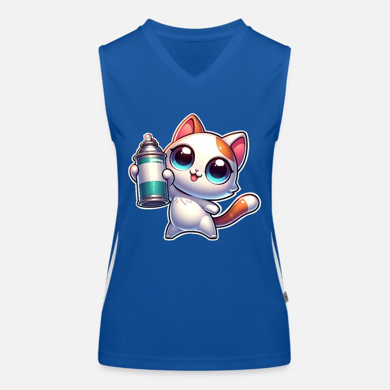 Cat Spray Can Graffiti Women's Functional Contrast Tank Top