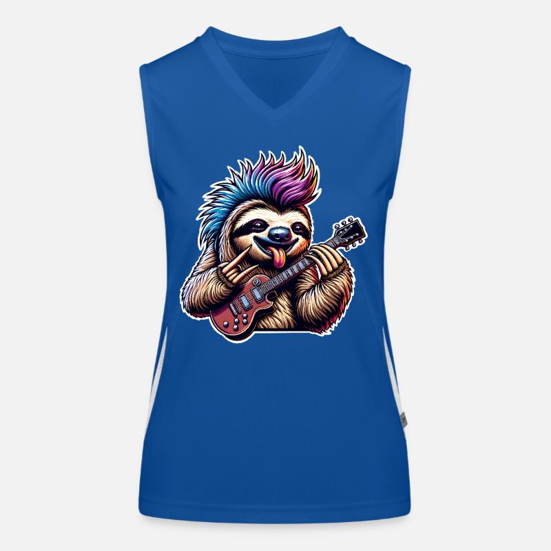 Sloth Rock and Roll Guitarist Women's Functional Contrast Tank Top