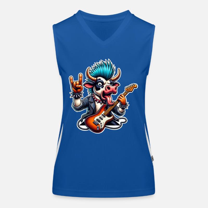 Kuh Rock and Roll Gitarrist Funktionelles Kontrast-Tank Top für Frauen