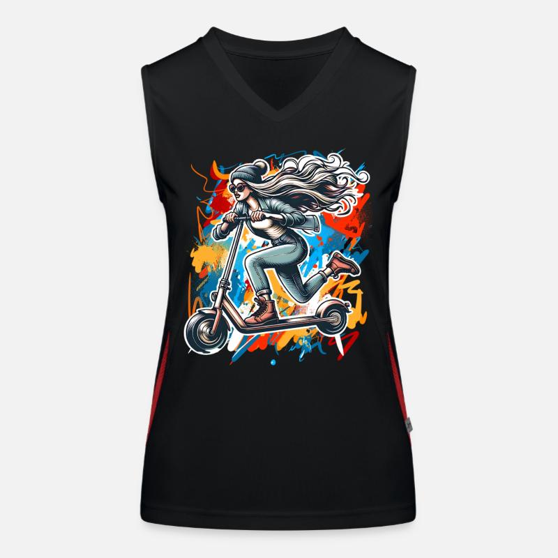 Tretroller E-Scooter E-Roller Funktionelles Kontrast-Tank Top für Frauen