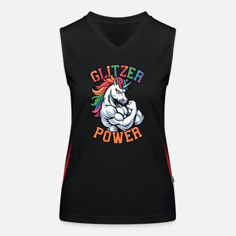 Glitzer Power Einhorn Funktionelles Kontrast-Tank Top für Frauen