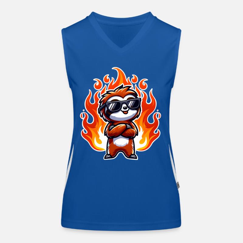 Sloth Cool Flames Fire Women's Functional Contrast Tank Top