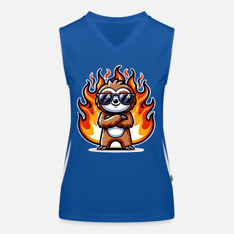 Sloth Cool Flames Fire Women's Functional Contrast Tank Top
