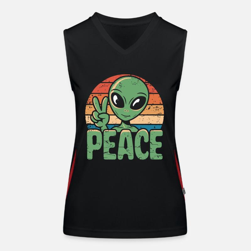 Alien UFO Peace Women's Functional Contrast Tank Top