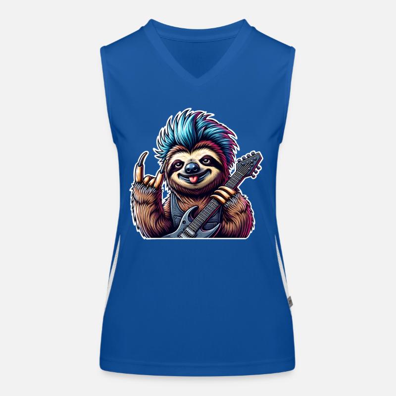 Sloth Rock and Roll Guitarist Women's Functional Contrast Tank Top