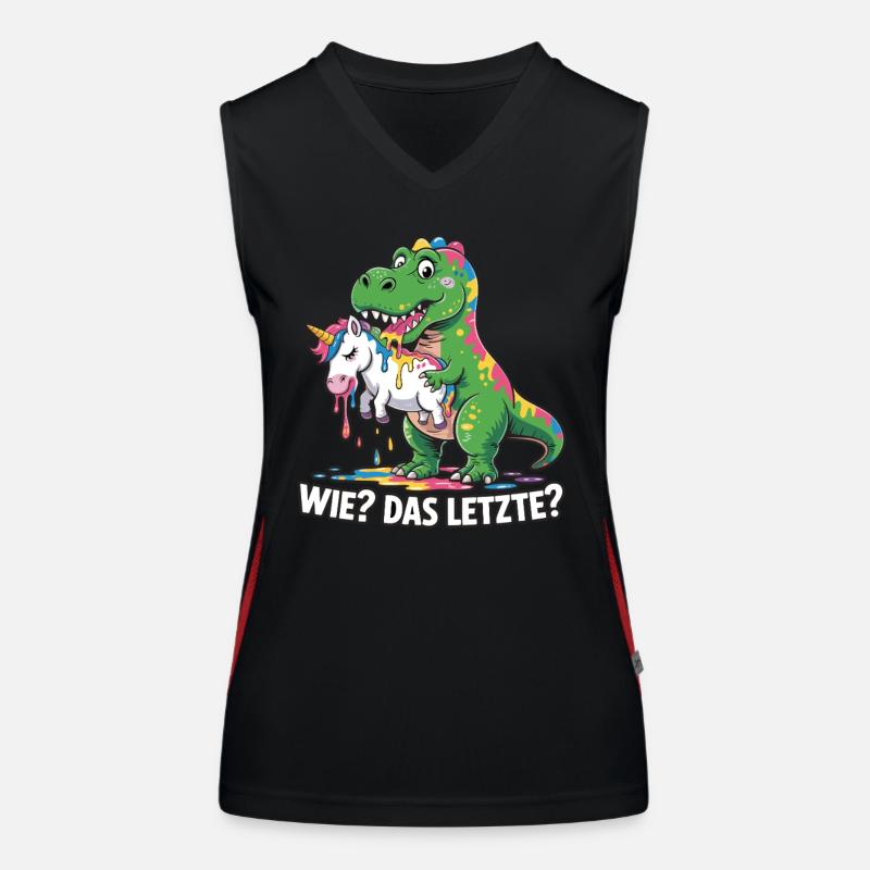 Wie? Das Letzte? T-rex mit Einhorndesing Funktionelles Kontrast-Tank Top für Frauen