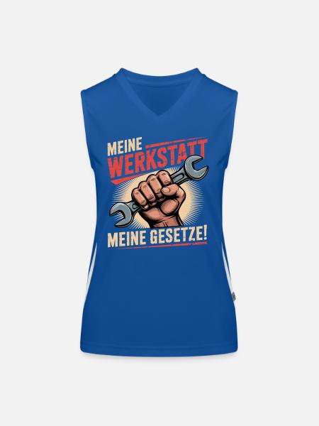 Meine Werkstatt Meine Gesetze - Funktionelles Kontrast-Tank Top für Frauen - Royal/Weiß - Vorne