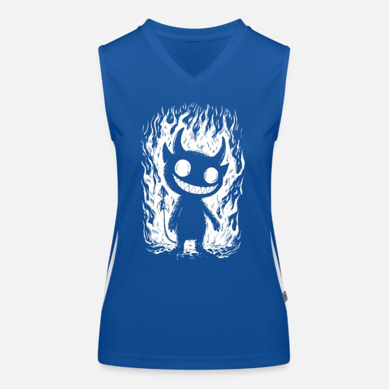 Grinning Devil Cartoon – Black Humor Devil Women's Functional Contrast Tank Top