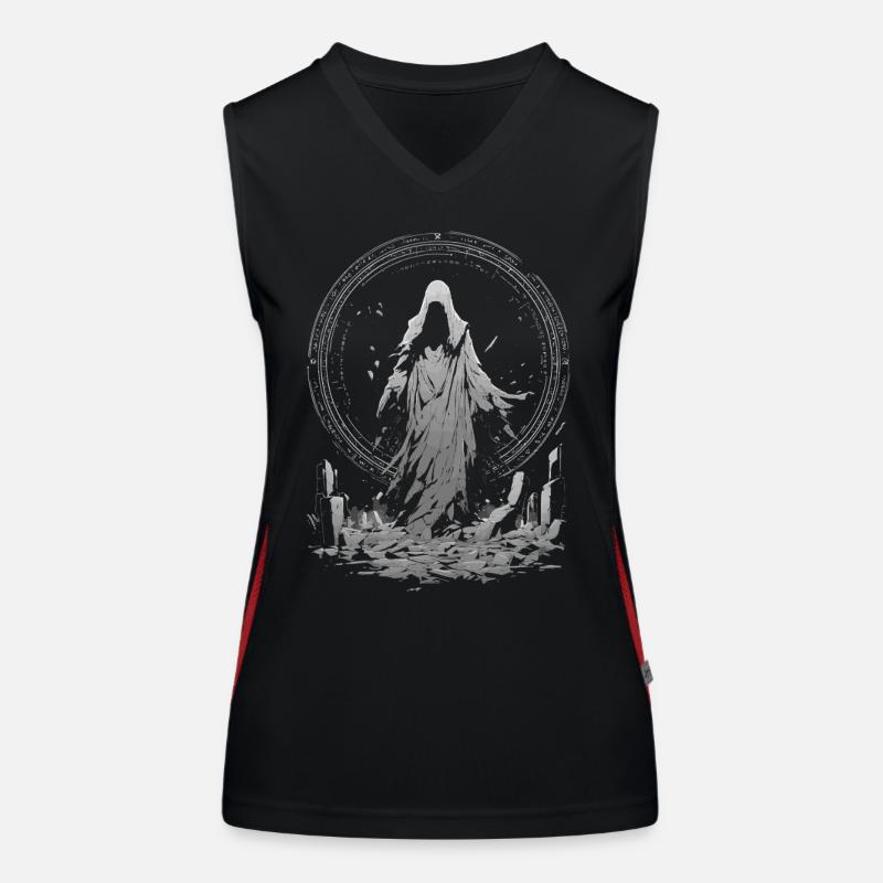 Dark Summoner – Occult Rune Circle Reaper Women's Functional Contrast Tank Top