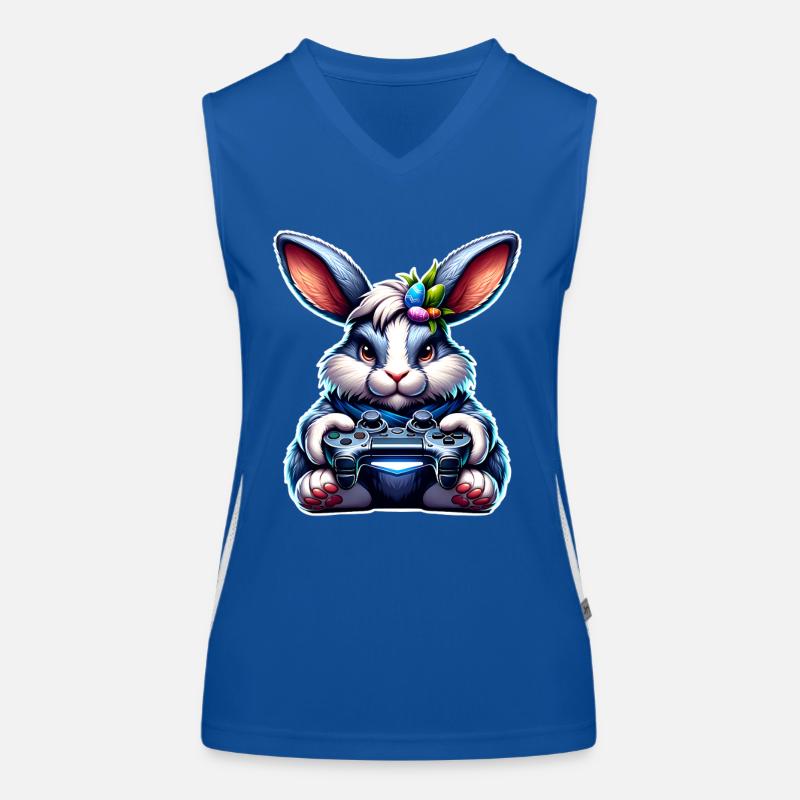 Bunny Rabbit Gamer Gaming Nerd Women's Functional Contrast Tank Top