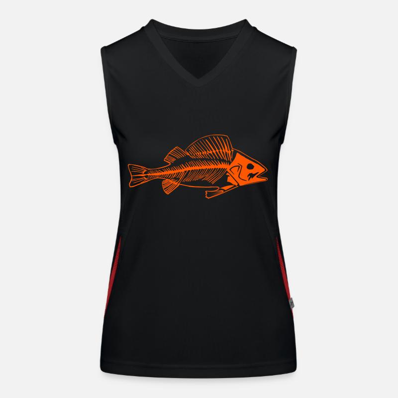 Rote Fischgräte, cooles Barsch als Gräte Deisgn Funktionelles Kontrast-Tank Top für Frauen