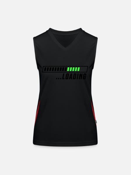 Barre de chargement - Débardeur respirant contrasté Femme - noir/rouge - Devant