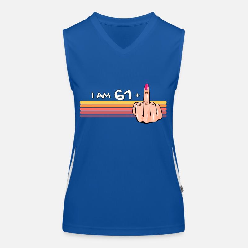 Ich bin 61 + 1 Mittelfinger-Shirt Ich bin 61 plus, Funktionelles Kontrast-Tank Top für Frauen