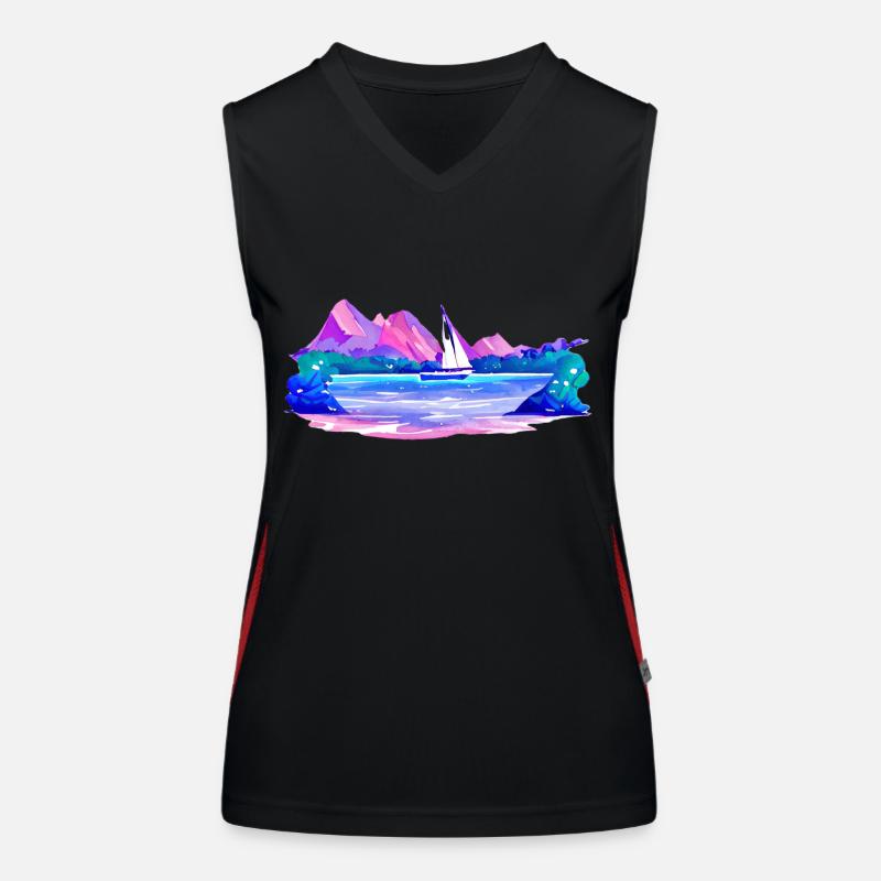 Sailing Sailing Sailing Sailing Sailboat - Women's Functional Contrast Tank Top - black/red