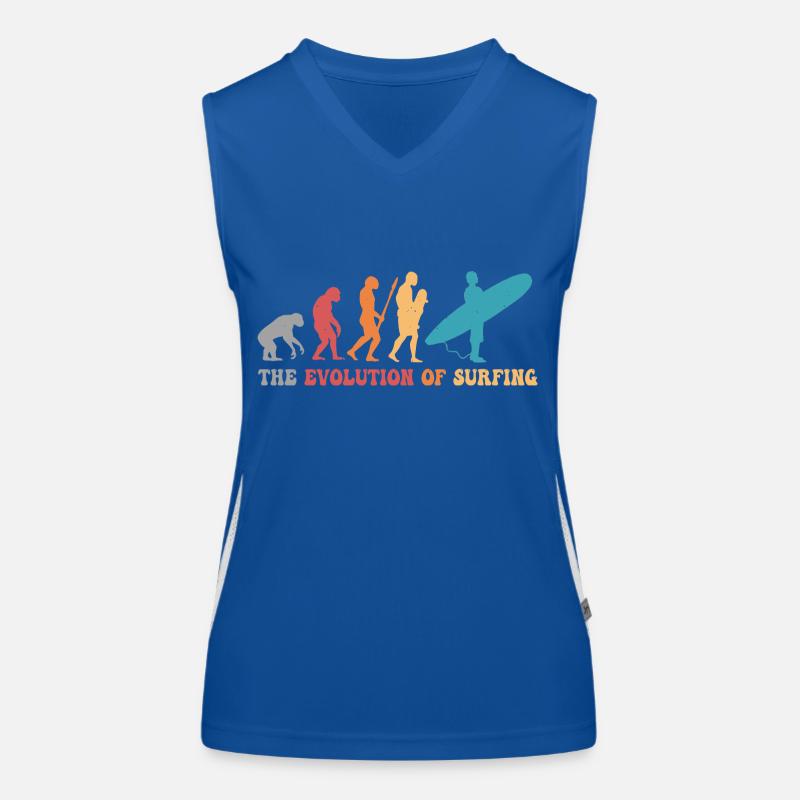 Surf-Evolution des Surfens Surfer-Humor Funktionelles Kontrast-Tank Top für Frauen