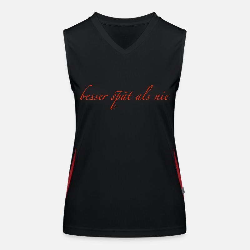 besser spät als nie Funktionelles Kontrast-Tank Top für Frauen