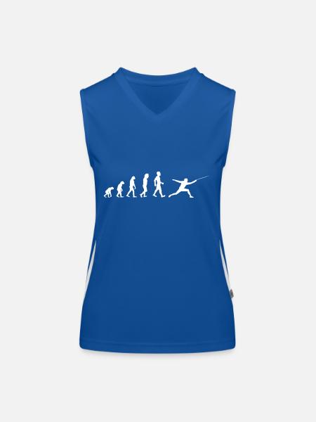 Evolution Geschenk fechten Fechter Fecht Kampf - Funktionelles Kontrast-Tank Top für Frauen - Royal/Weiß - Vorne